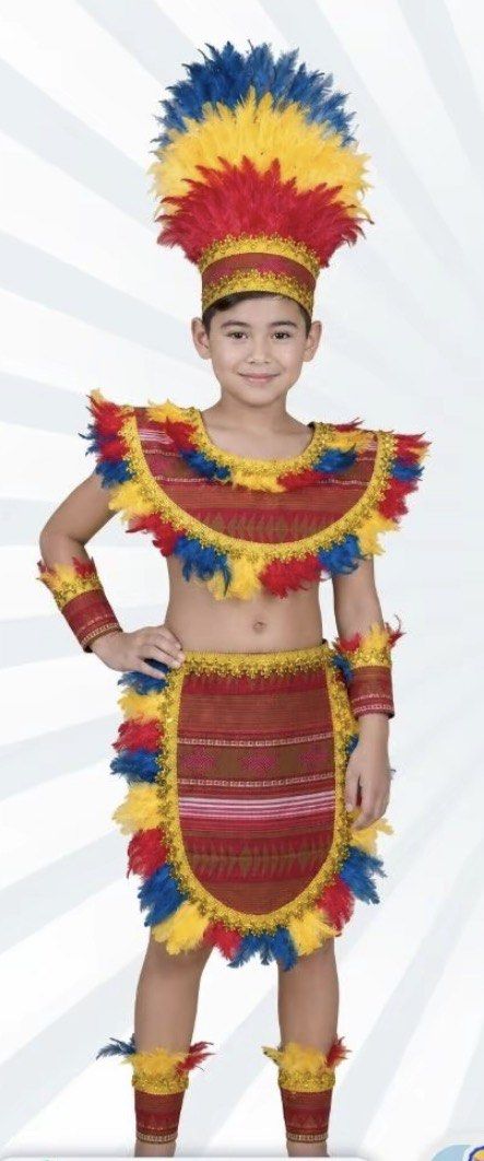 Uganda Costume + Leotard Beige (Category: Babies & Kids Fashion) located in Taguig. Submitted by jesellek (Listing ID 1470199143, Image 2). Description: - Complete set includes: feathered headdress, patterned crop top, matching skirt, wrist cuffs, ankle cuffs, and nude bodysuit layers - Eye-catching design featuring vibrant red, blue, and yellow feathers with premium gold trim details - Ideal for school United Nations Day events, cultural present