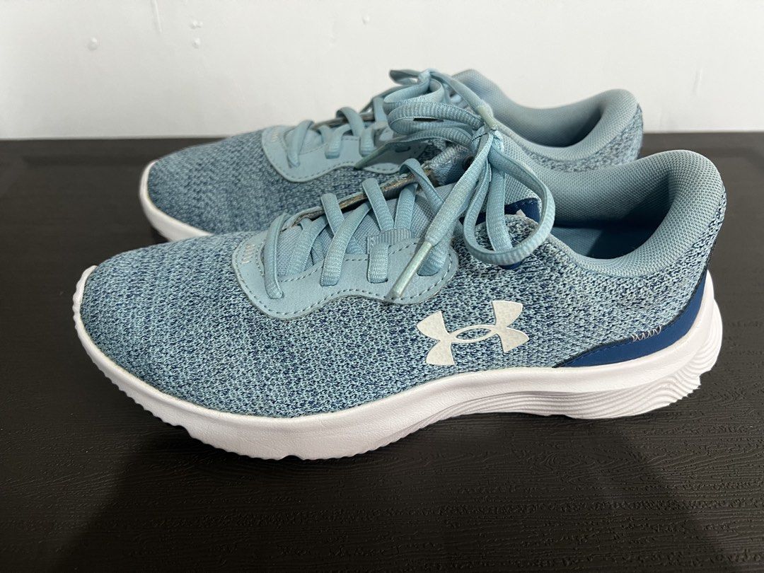 Under Armour Blue Athletic Sneakers Size 6 (Category: Sneakers) located in Manila. Submitted by srh2026 (Listing ID 1470234701, Image 2). Description: - Brand: Under Armour - Color: Light blue with white accents and logo - Size: US 6 / UK 3.5 / EUR 36.5 - Material: Breathable mesh upper - Condition: Excellent, clean with zero sole wear - Features: Lace-up closure, standard fit, comfortable athletic design.