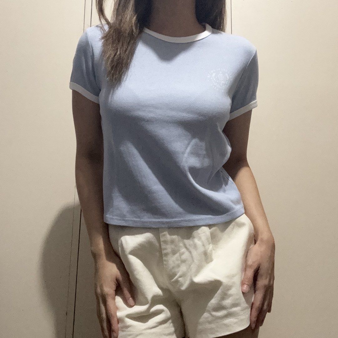 Uniqlo Blue Soft Ribbed Mini Shirt (Category: Shirts) located in Antipolo. Submitted by nicnicbg (Listing ID 1470286172, Image 1). Description: kids size 160 but can fit xs-small.