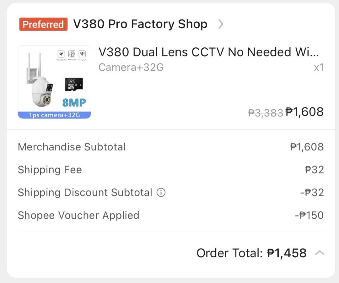 V380 Dual Lens CCTV Camera (Category: Security Systems & CCTV Cameras) located in Manila. Submitted by mai1246 (Listing ID 1470328301, Image 3). Description: - Model: V380 Dual Lens Security Camera - Color: White with dual antennas and dual camera modules - Condition: Pre-owned, pulled down from previous setup, and ready to install - Compatibility: Works seamlessly with the V380 Pro app - Inclusions: Complete with power adapter and cabling setup 