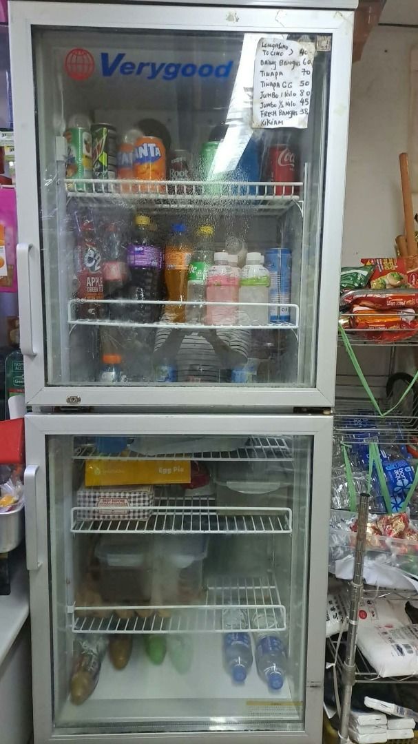 Verygood Double Door Glass Display Refrigerator Fridge, 家庭電器, 廚房電器, 雪櫃及 ...