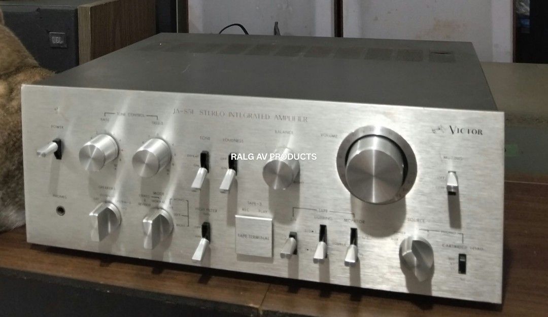 Victor JA-S51 Stereo Integrated Amplifier (Category: Soundbars, Speakers & Amplifiers) located in Bulacan. Submitted by ronald277077025 (Listing ID 1470267254, Image 2). Description: VICTOR-JVC STEREO INTEGRATED AMPLIFIER JA-S51 65 WATTS (8 OHMS) POWER OUTPUT 4-16 OHMS SPEAKER IMPEDANCE DUAL PHONO INPUT MADE IN JAPAN 110 VOLTS DIMENSIONS: W42 x H16 x D36 CM Location: Sta Maria Bulacan Shipping at buyers expense.