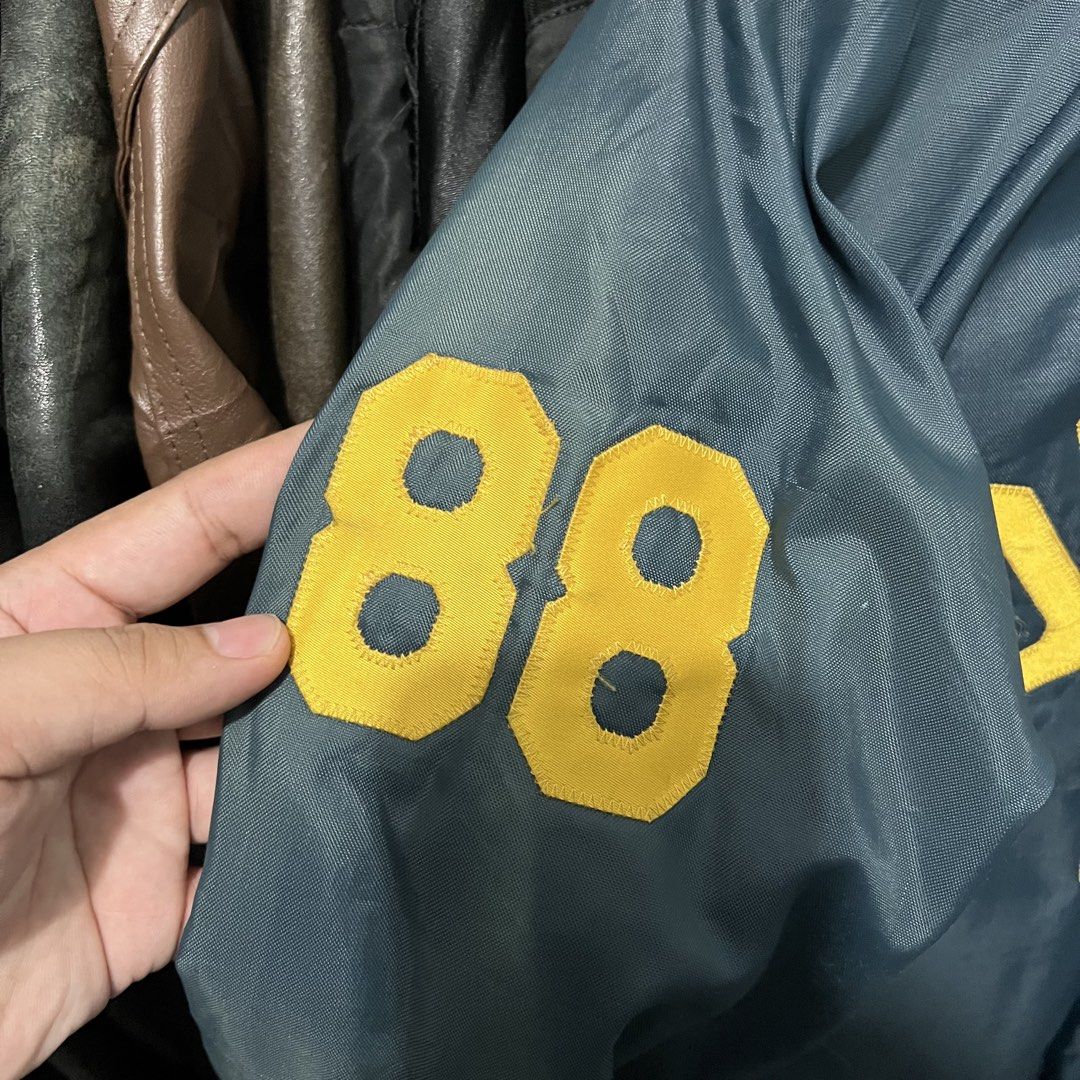 Vintage 80s satin varsity jacket (Category: Coats, Jackets and Outerwear) located in Baguio. Submitted by itsvintageclothing (Listing ID 1470264297, Image 2). Description: Length 25 Pit to pit 24.5.