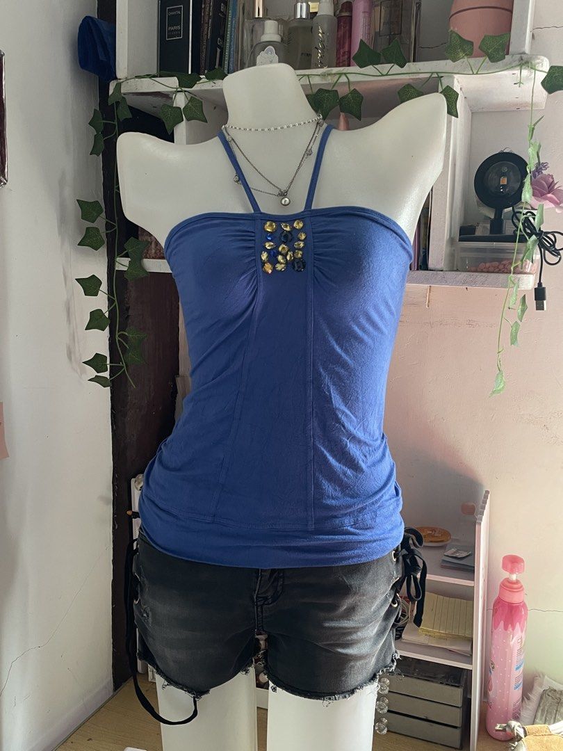 Vintage Blue Gemstone Cami Halter Top (Category: Sleeveless) located in Puerto Princesa. Submitted by bygaelle.co (Listing ID 1470262879, Image 1). Description: .