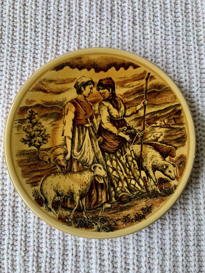 Vintage Brown Transfer-ware Featuring Pastoral Scenes (Category: Coffee & Tea Tableware) located in Tandag. Submitted by jeason_22 (Listing ID 1470231637, Image 2). Description: Details * Design: Brown/amber sepia transferware print depicting rural pastoral figures with sheep in a landscape. * Material: Ceramic or fine porcelain/pottery. * Condition: Good vintage condition, has crazing due to age. 📌 Please see photos for the actual design and co