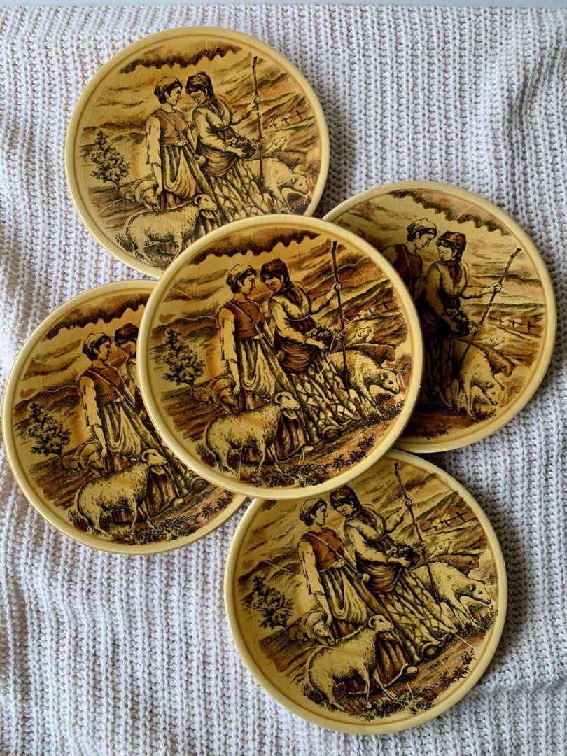 Vintage Brown Transfer-ware Featuring Pastoral Scenes (Category: Coffee & Tea Tableware) located in Tandag. Submitted by jeason_22 (Listing ID 1470231637, Image 1). Description: Details * Design: Brown/amber sepia transferware print depicting rural pastoral figures with sheep in a landscape. * Material: Ceramic or fine porcelain/pottery. * Condition: Good vintage condition, has crazing due to age. 📌 Please see photos for the actual design and co