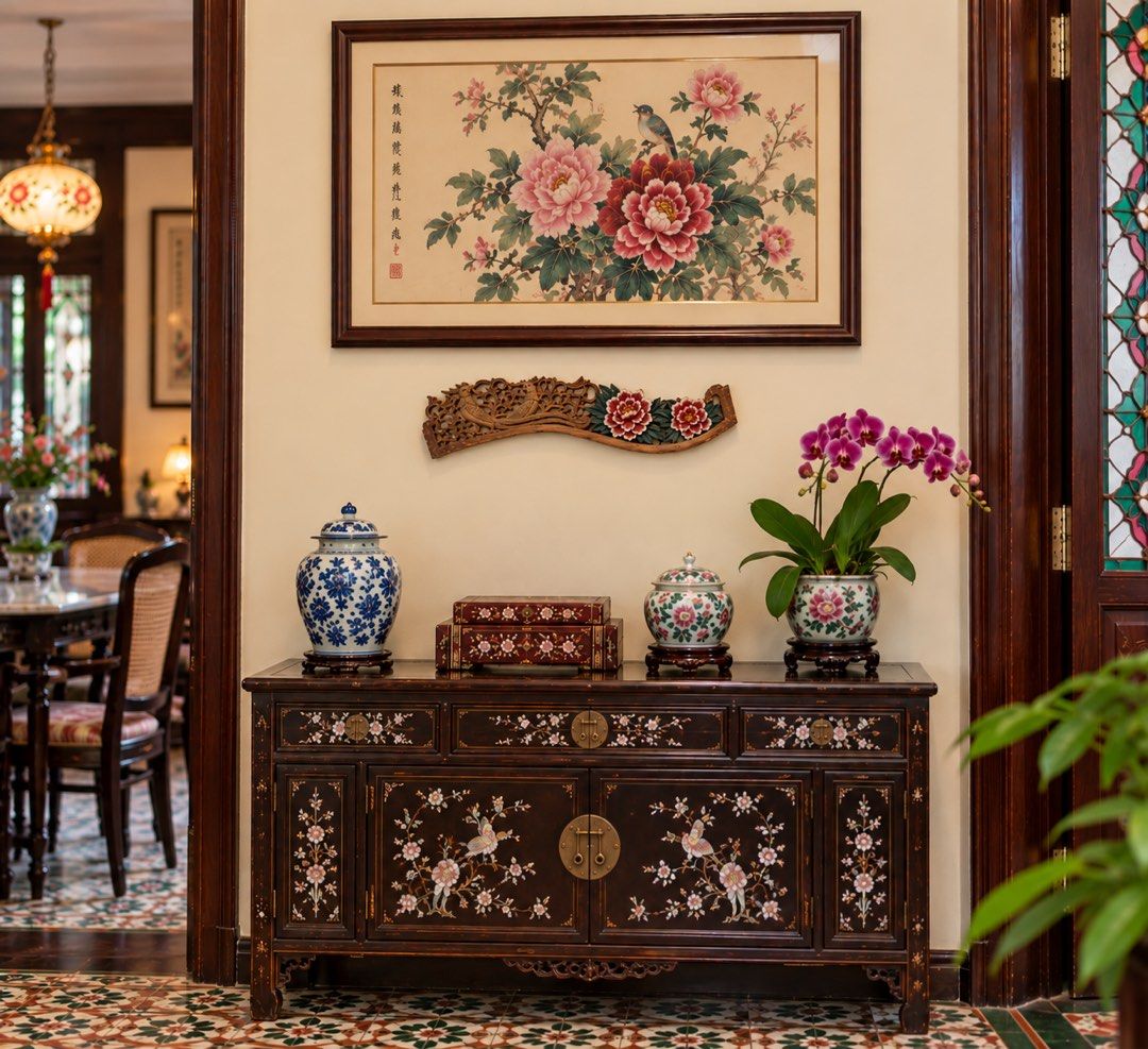 Vintage Chinese Wooden Carving Wall Panel with Phoenix and Flowers ...