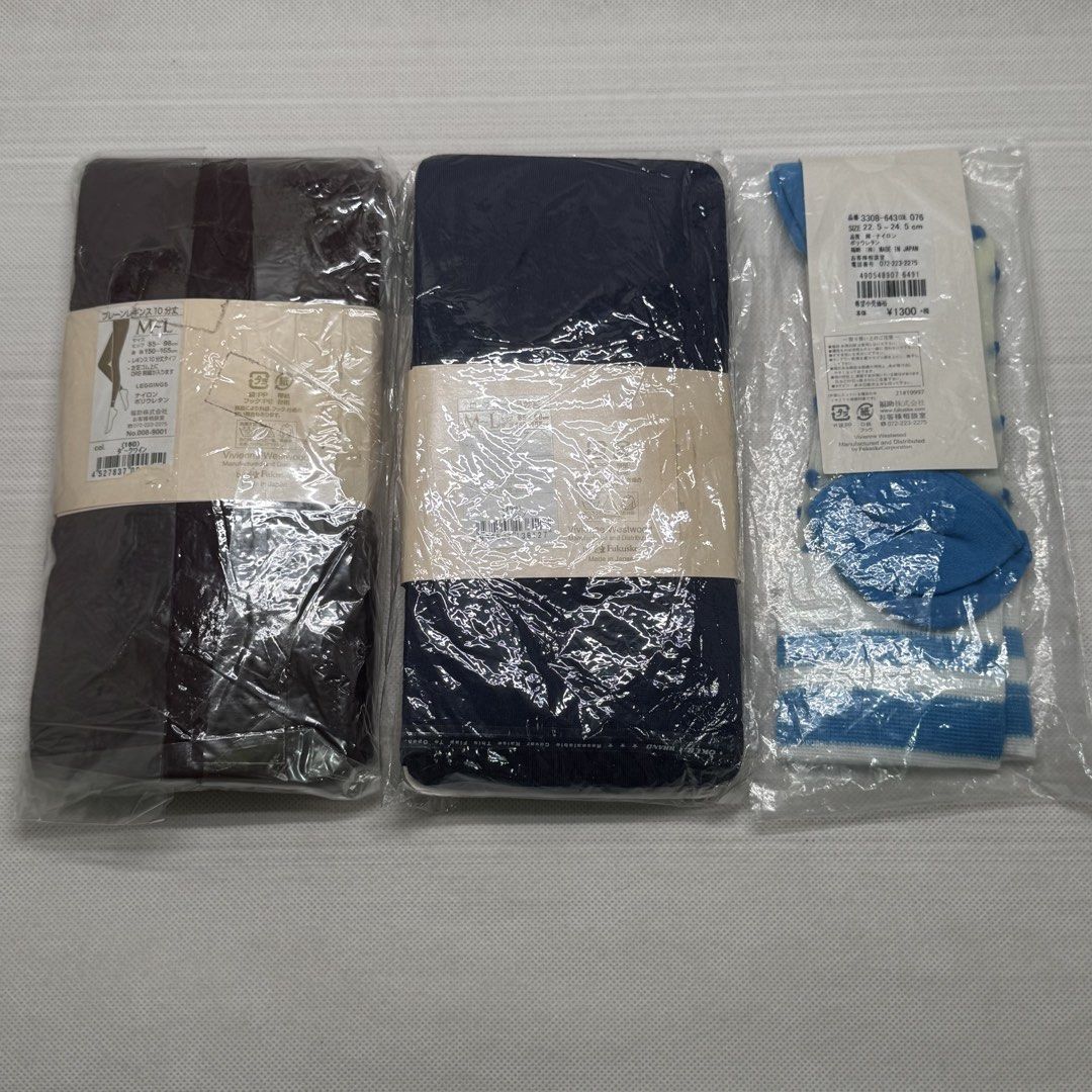 Vivienne Westwood - Leggings & Socks (Category: Other Bottoms) located in Manila. Submitted by members-only (Listing ID 1470303593, Image 2). Description: Vivienne Westwood • 2pcs Full length Leggings Size: M-L women's Hip: 85-95cm Height: 150-165cm •1pair of Sock Size: 7-9 us womens 23-26cm All brandnew condition Plastic Sealed .