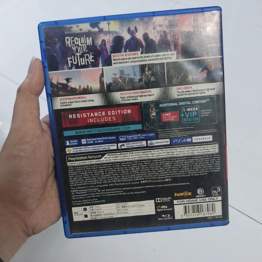 Watch Dogs Legion Resistance Edition PS4 Game, Video Gaming, Video ...