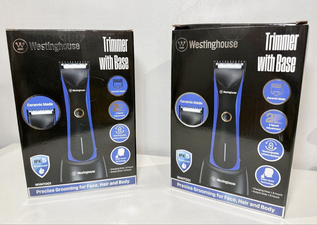 WESTINGHOUSE hair trimmer (Category: Men's Grooming) located in Quezon City. Submitted by echoolit (Listing ID 1470218421, Image 1). Description: For sale: Brandnew WESTINGHOUSE TRIMMER Precise grooming for face, hair and body. Opened just to have it tested if working. Complete set, box and manual. Unisex Never used. RFS: I have 2pcs. Delmonte QC 09189251595.