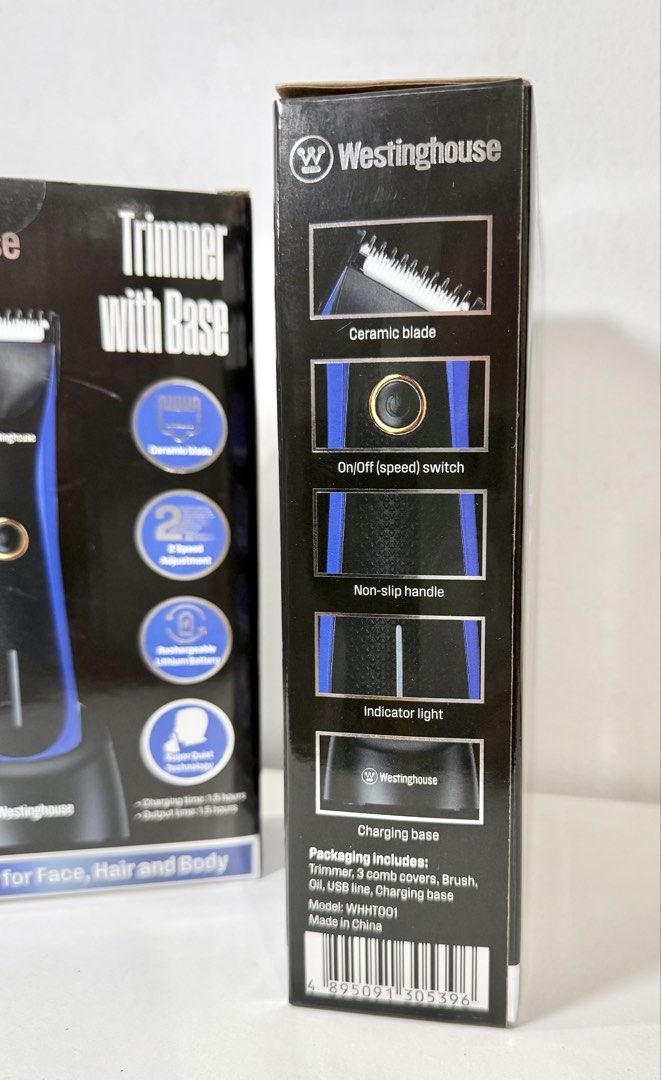 WESTINGHOUSE hair trimmer (Category: Men's Grooming) located in Quezon City. Submitted by echoolit (Listing ID 1470218421, Image 2). Description: For sale: Brandnew WESTINGHOUSE TRIMMER Precise grooming for face, hair and body. Opened just to have it tested if working. Complete set, box and manual. Unisex Never used. RFS: I have 2pcs. Delmonte QC 09189251595.