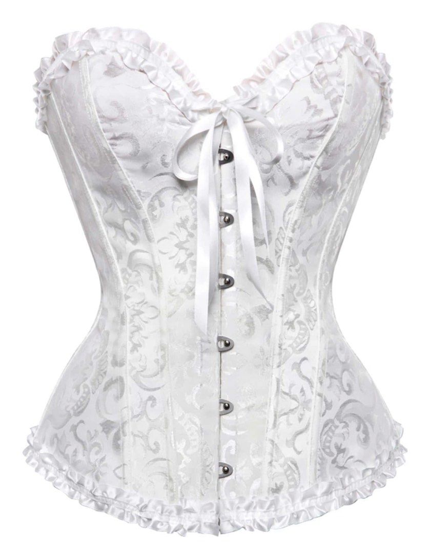 White Floral Corset Top (Category: Sleeveless) located in Pasig City. Submitted by lovepinkthings (Listing ID 1470213109, Image 1). Description: - white corset.