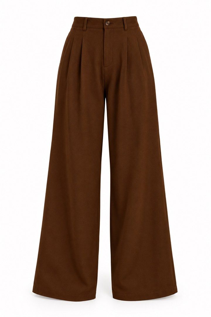 WOMAN Rust Brown Trouser Pants (Category: Other Bottoms) located in Batangas. Submitted by claverialyka (Listing ID 1470196409, Image 1). Description: Color: Rust Brown / Reddish-Brown Style: High-Waisted, Wide-Leg Fit: Relaxed, Flowing Silhouette Waistband: Structured with Belt Loops and Button Closure Design: Tailored Front with Pleated Details Material: Woven Fabric (if confirmed by the clothing tag) Occasion: Casual, Office Wear, or Formal At