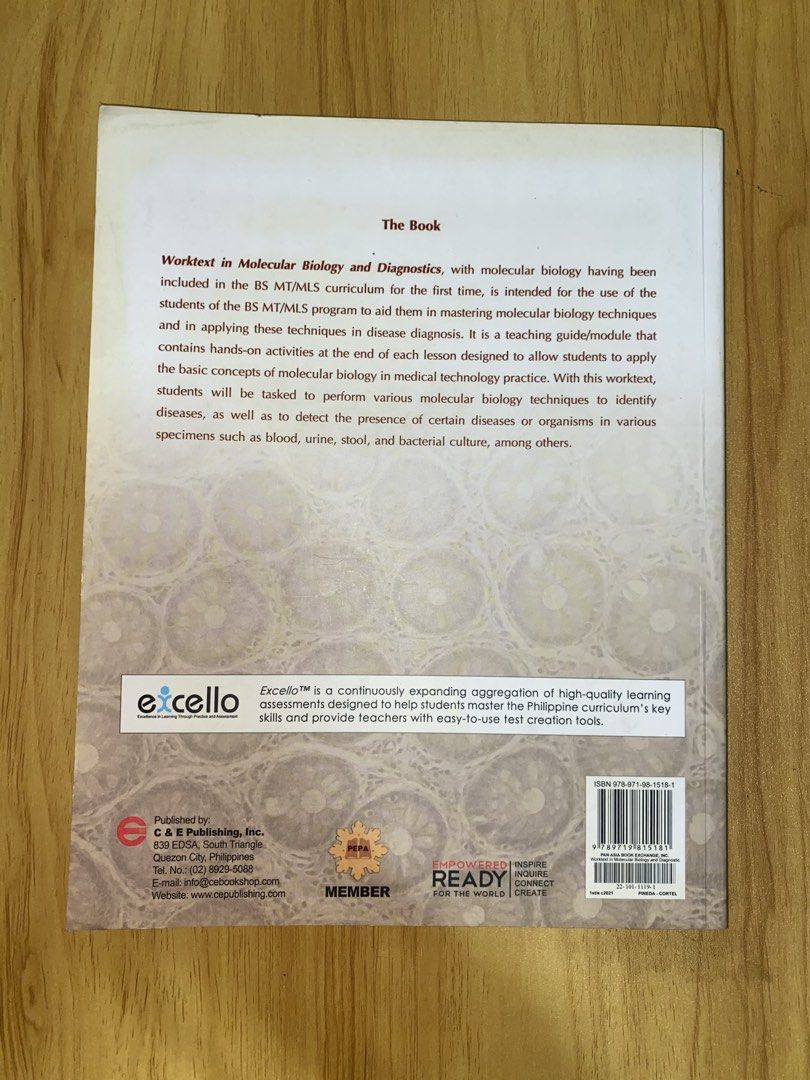 Worktext in Molecular Biology and Diagnostics (Category: Textbooks) located in Caloocan City. Submitted by elmkai (Listing ID 1470256916, Image 2). Description: 📚 Condition: * Complete pages * Minimal annotations * Cover has yellowish discoloration 📍 Location: South Caloocan (Monumento) 💳 MOP: GCash 📦 Shipping: Lalamove / J&T Express 📌 RFS: Passed the MedTech boards. Buyer will shoulder the shipping fee. Feel free to message me for inquiries