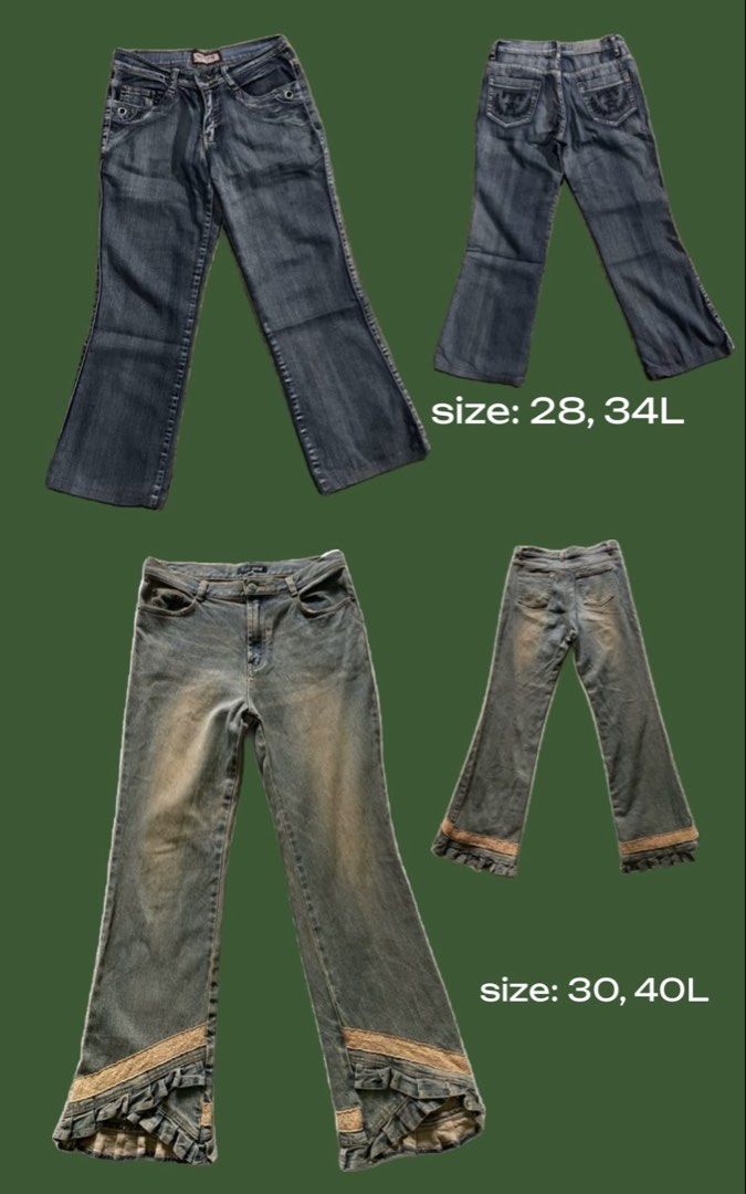 y2k FLARED JEANS (low rise, highwaist) (Category: Jeans) located in San Quintin. Submitted by polasolah (Listing ID 1470308615, Image 1). Description: take both for 550 good condition wash before use.
