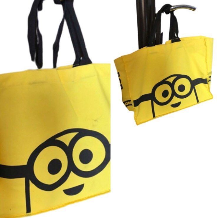 YELLOW MINIONS CANVAS BEACH GROCERY BAG (Category: Beach Bags) located in Marikina City. Submitted by minimalistmanila (Listing ID 1470187686, Image 2). Description: Yellow tote bag from USA, features a Minions design. Medium size. Medium thick katsa fabric. Good for the beach or grocery shopping. Might need a wash as kept in storage. Order now! .