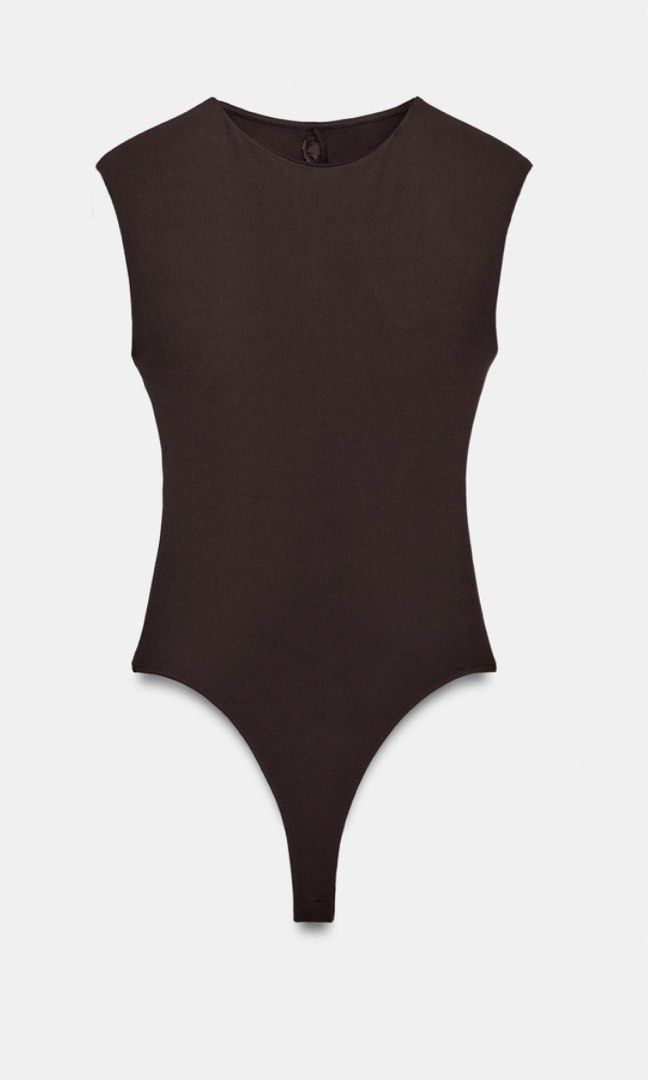 Zara Back-Open Lace Bodysuit Brown (Category: Undergarments & Loungewear) located in San Juan City. Submitted by hellokitty_454 (Listing ID 1470181541, Image 1). Description: - Brand: Zara - Style: Back-open lace bodysuit - Color: Dark brown - Design: Sleeveless with cap shoulders, round neckline, and striking lace-trimmed open back - Fit: Thong bottom for a smooth, line-free look under clothes - Original Retail Price: $29.90 - Condition: Excelle