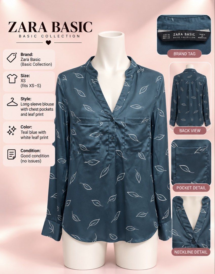 Zara blouse (Category: Blouses) located in Manila. Submitted by niknakabdu11036 (Listing ID 1470187269, Image 1). Description: S-M.