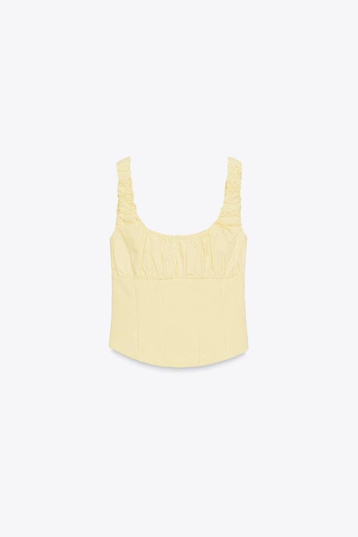 Zara Interlock Combination Poplin Top (Category: Sleeveless) located in Mandaluyong City. Submitted by keep.it (Listing ID 1470318742, Image 3). Description: Black color.