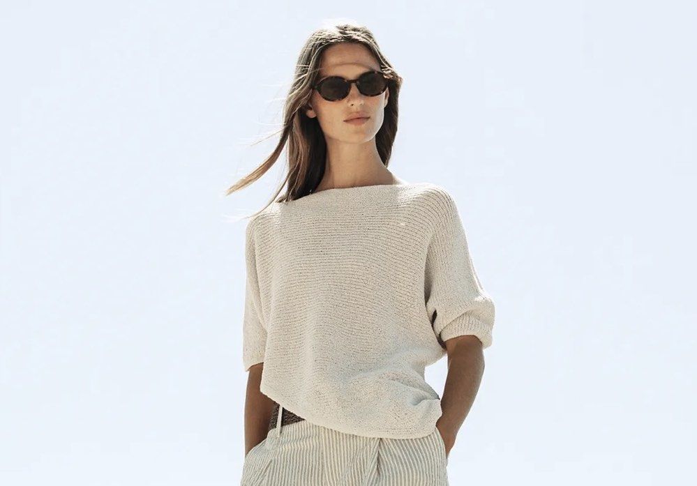 Zara knitted asymmetrical top (Category: Blouses) located in Makati City. Submitted by prelovedbystella16 (Listing ID 1470182388, Image 2). Description: Size medium, fits up to size large Worn once only. good as new condition No issue/no snags etc Still available online for 1,995. Last pic: actual WW.