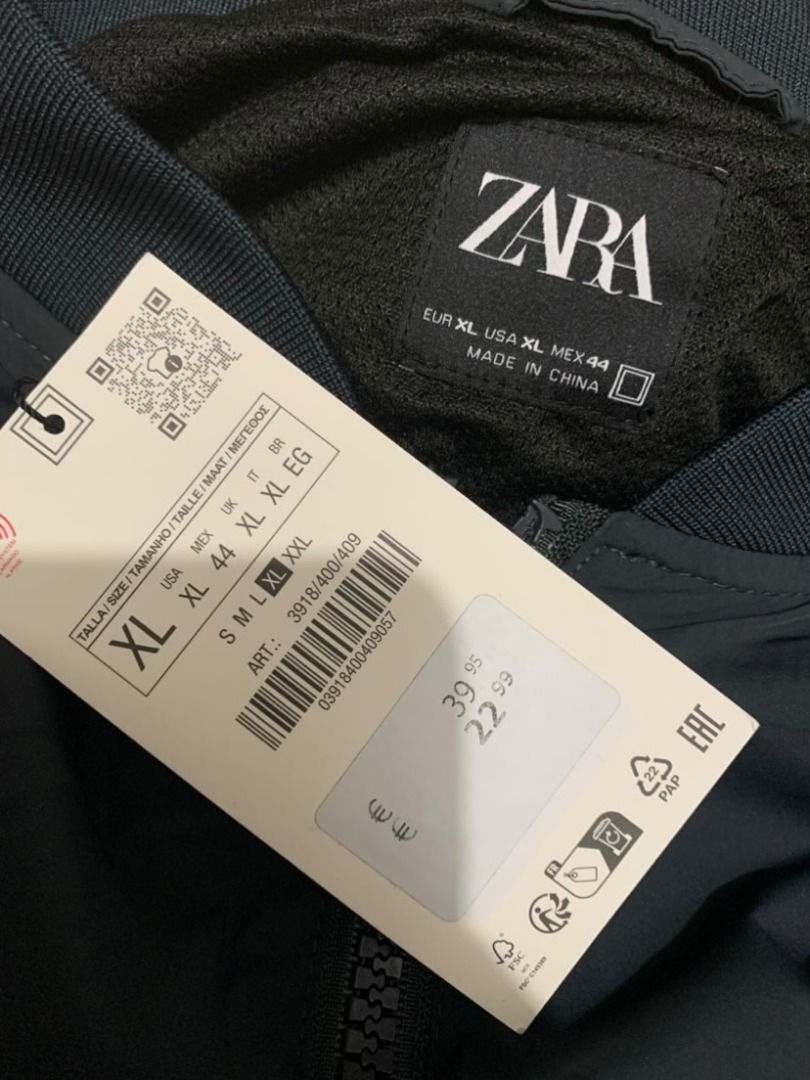 BNWT zara bomber jacket dark navy (Category: Coats, Jackets and Outerwear) located in Makati City. Submitted by santanajdd (Listing ID 1470280228, Image 3). Description: Brand: Zara Item: Lightweight Zip-Up Bomber Jacket Color: Dark Navy / Blue-Grey Size: Extra Large (XL / EUR XL / US XL) Condition: 10/10 BRAND NEW WITH TAGS (BNWT) — Never worn, store tag still attached Features: • Sleek bomber jacket design with ribbed collar, hem, and cuffs • F