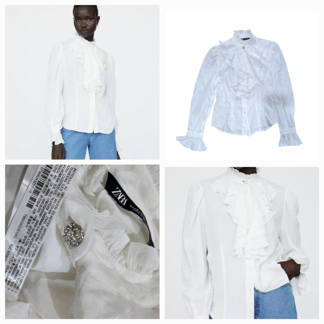 Zara white ruffle victorian blouse (Category: Longsleeves) located in Batangas. Submitted by thevanitychamber (Listing ID 1470347055, Image 2). Description: .