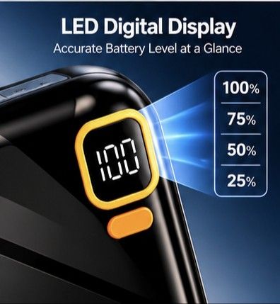 10,000mAh Power Bank with Digital Display & Built-in Cable | Black ...