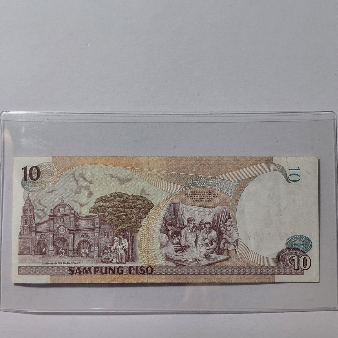 10 Piso Banknote (Category: Currency) located in Tagbilaran City. Submitted by bennycollectibles (Listing ID 1470485463, Image 2). Description: •Add an additional 150 for shipping.