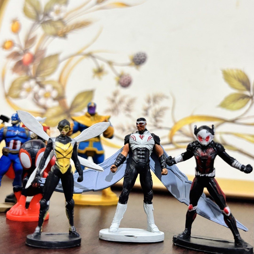 10pcs Marvel Avengers Action Figures Mini Figurines Set (Category: Figurines & Statues) located in Taguig. Submitted by sunnyplaythingsph (Listing ID 1470493084, Image 3). Description: - Set includes 9 detailed Marvel mini figurines: Captain America, Thor, Thanos, Spider-Man, Wasp, Falcon, Ant-Man, Loki, and Ultron - Features classic comic and movie-inspired designs with various dynamic poses - Perfect addition for collectors and display shelves 