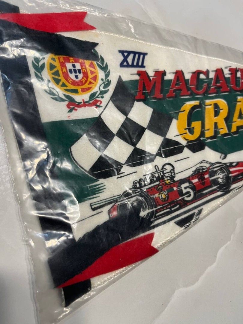 13th Macau Grand Prix held in 1966 (Category: Vintage Collectibles) located in Quezon City. Submitted by michypeachyy1 (Listing ID 1470441659, Image 2). Description: vintage felt souvenir pennant from the 13th Macau Grand Prix held in 1966 6000 plus shipping! For serious collectors if you know you know!! estimated 20 to 30 of these worldwide are likely to exist. Quick History • The Turn of an Era: The 13th Macau Grand Prix (1966) marked the exact