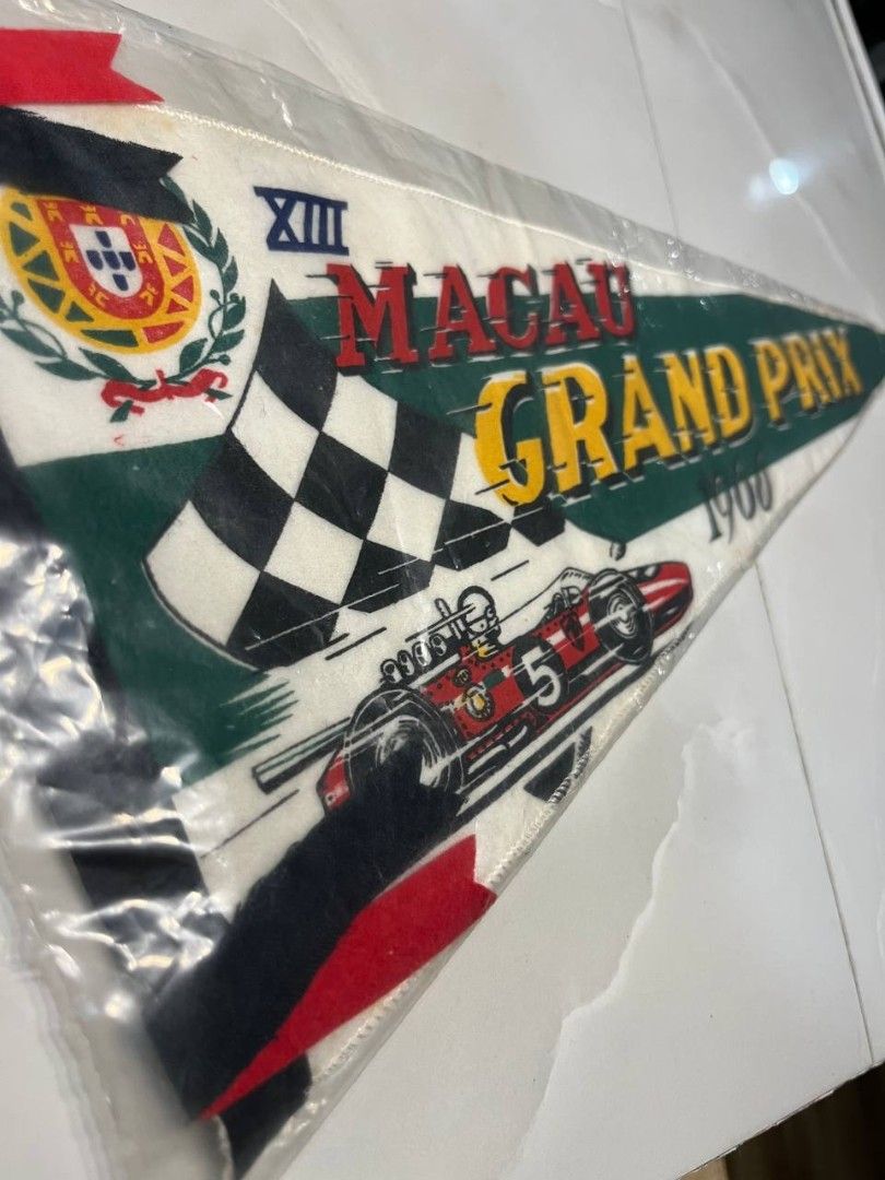 13th Macau Grand Prix held in 1966 (Category: Vintage Collectibles) located in Quezon City. Submitted by michypeachyy1 (Listing ID 1470441659, Image 3). Description: vintage felt souvenir pennant from the 13th Macau Grand Prix held in 1966 6000 plus shipping! For serious collectors if you know you know!! estimated 20 to 30 of these worldwide are likely to exist. Quick History • The Turn of an Era: The 13th Macau Grand Prix (1966) marked the exact
