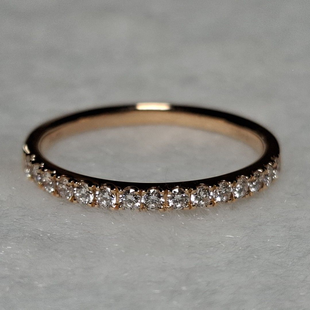 18k Rose Gold Half Eternity Diamond Ring (Category: Rings) located in Manila. Submitted by treasurechest888 (Listing ID 1470459474, Image 1). Description: Video available upon request! Mas mabrilyo ang diamonds sa personal. Preowned 18k rose gold half eternity diamond ring (.26ct VS diamonds, 2.20 grams, size 6.75). Only 21,500 pesos. Pwede COD or COP ng LBC with 1,000 pesos diamonds..