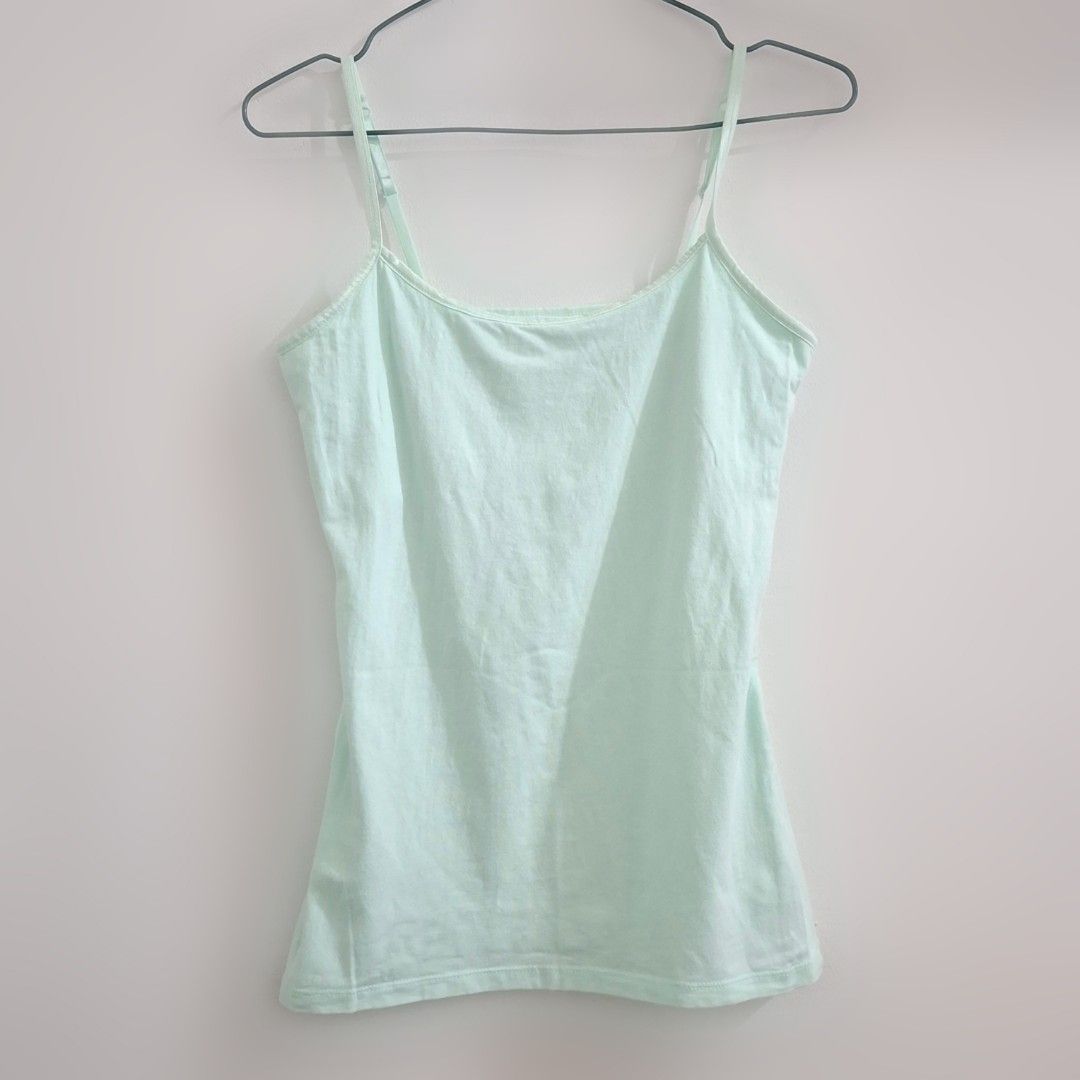 2 pcs bundle Cami sleeveless sando top mint green blue (Category: Sleeveless) located in Caloocan City. Submitted by hazedeclutters (Listing ID 1470455701, Image 1). Description: small to semi med.