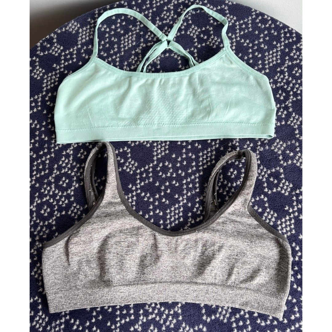 2 PCs Hanes Bralette Bra bundle (Category: Activewear) located in Quezon City. Submitted by all_items_50_each (Listing ID 1470371440, Image 1). Description: 2 PCs Bra Bralette bundle Fits teens, adult XS-S *brand and size is posted, as long as it is readable, measurements via tape measure-laid flat, is also posted *wash before wearing, may have lints, dirt/stains (due to storage), color-bleed stains, esp. light colored, with normal signs of usage