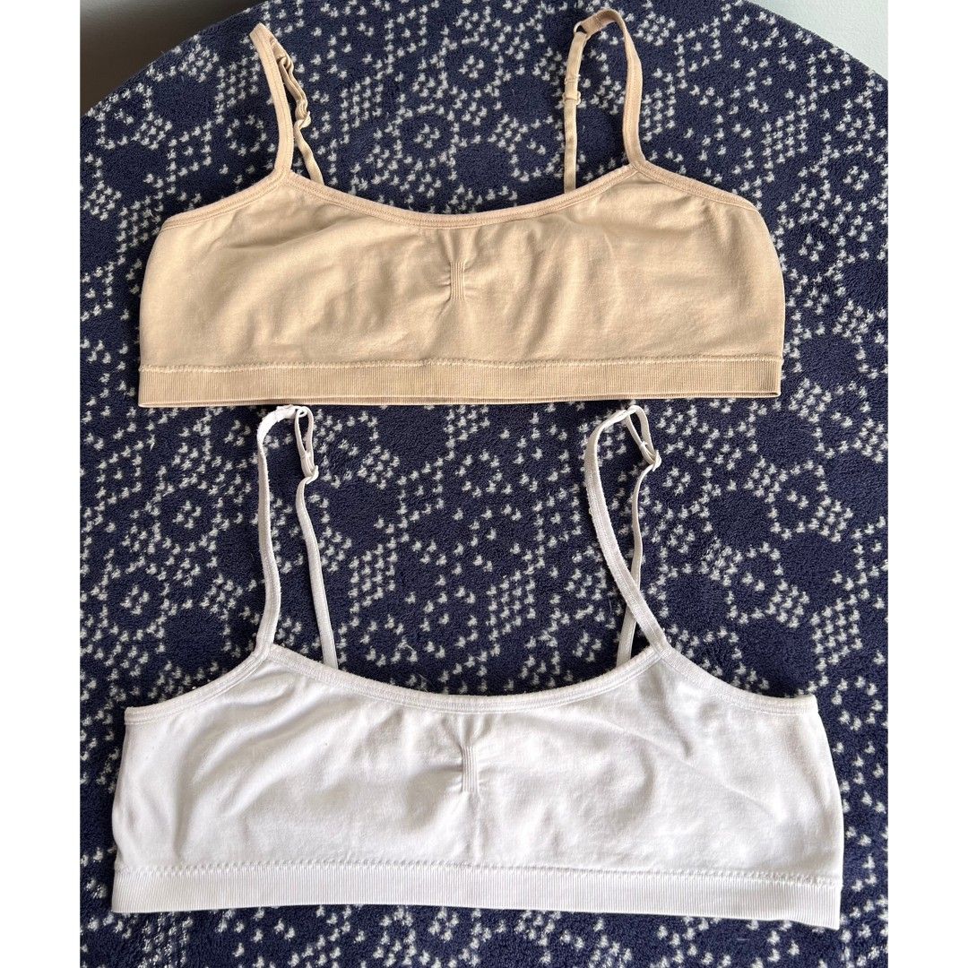 2 PCs Hanes Bralette Bra bundle (Category: Activewear) located in Quezon City. Submitted by all_items_50_each (Listing ID 1470372441, Image 1). Description: 2 PCs Bra Bralette bundle Fits teens, adult XS-S *brand and size is posted, as long as it is readable, measurements via tape measure-laid flat, is also posted *wash before wearing, may have lints, dirt/stains (due to storage), color-bleed stains, esp. light colored, with normal signs of usage