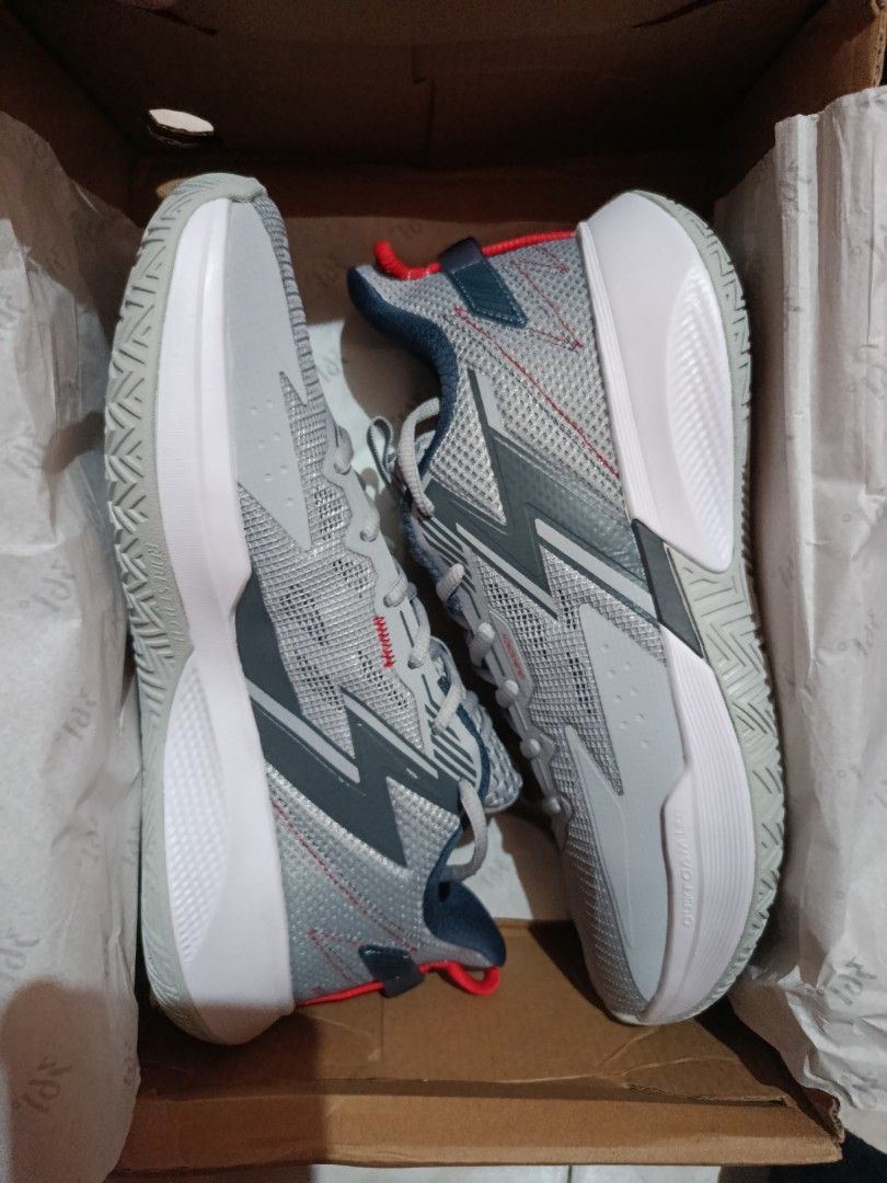 361° big 3 team (replacement box) (Category: Sneakers) located in Quezon City. Submitted by shoesdepot (Listing ID 1470479662, Image 1). Description: - Condition: Brand new in box, never worn - Colorway: Grey mesh upper with white midsoles, light grey outsoles, and red accents - Design: Striking dark grey lightning bolt graphic on the side - Comfort: Quikfoam Lite visible cushioning for ultimate support on the court - Details: Convenient red pull