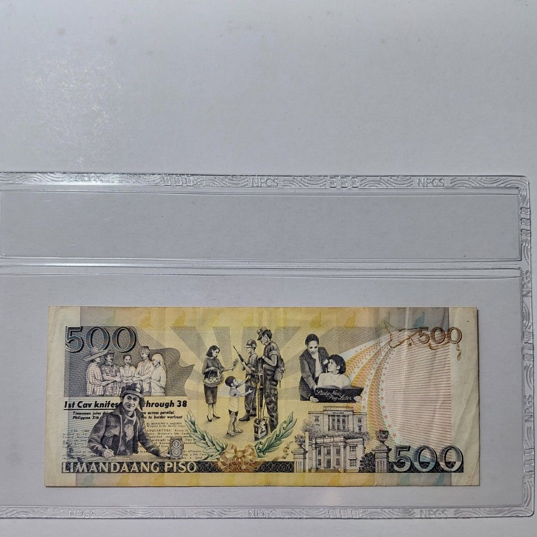 500 Piso Banknote (Category: Currency) located in Tagbilaran City. Submitted by bennycollectibles (Listing ID 1470486101, Image 2). Description: •Add an additional 150 for shipping.