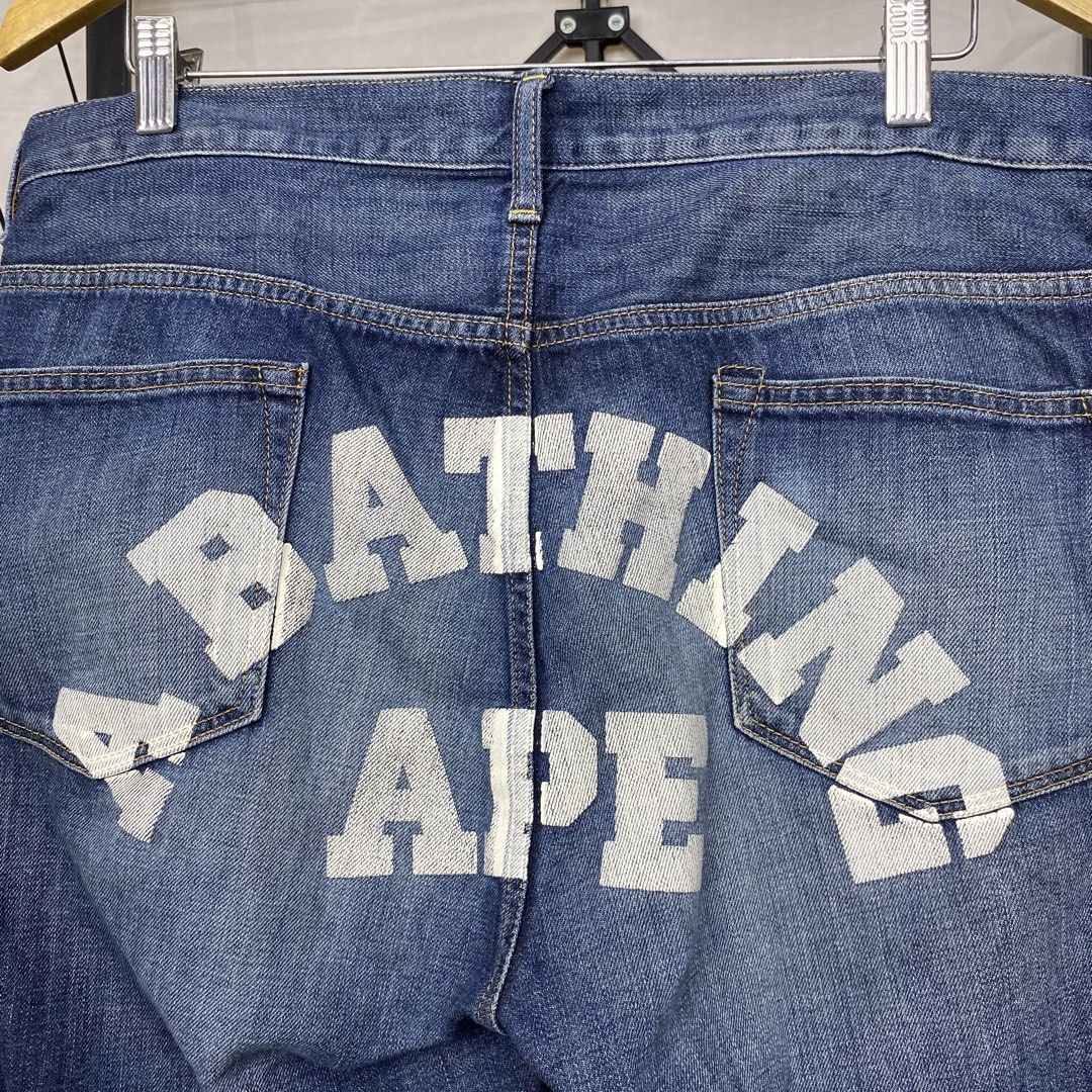 A Bathing Ape College Denim Shorts (Category: Shorts) located in Cebu City. Submitted by cebuvntgvibes (Listing ID 1470367973, Image 3). Description: 18W x 21L (size 31-36) Leg Opening: 10in . Excellent to new condition. Nice loose fit. No issue. . Mine ₱2,500+sf.