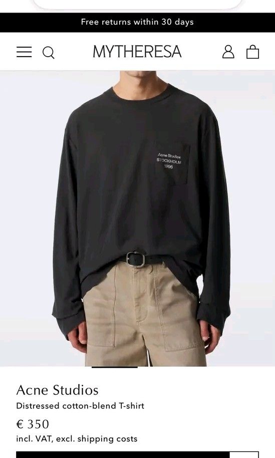 Acne STUDI0S blend distress l/s (Category: Luxury Apparel) located in Navotas City. Submitted by DalVintage (Listing ID 1470508659, Image 2). Description: Unisex 23 width 29.5 length L to XL as new.