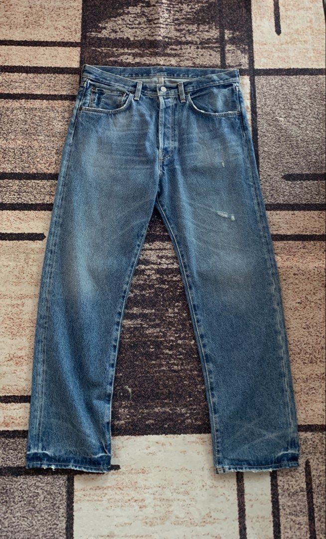 Acne Studios 2003 Vintage Blue Distressed Denim pants (Category: Luxury Apparel) located in Bocaue. Submitted by mndzeey (Listing ID 1470489876, Image 2). Description: Acne Studios 2003 Vintage Blue Distressed Denim pants Size 34 to 35 Length -41 Hem -8.5 Button Fly As new No issues Authentic.