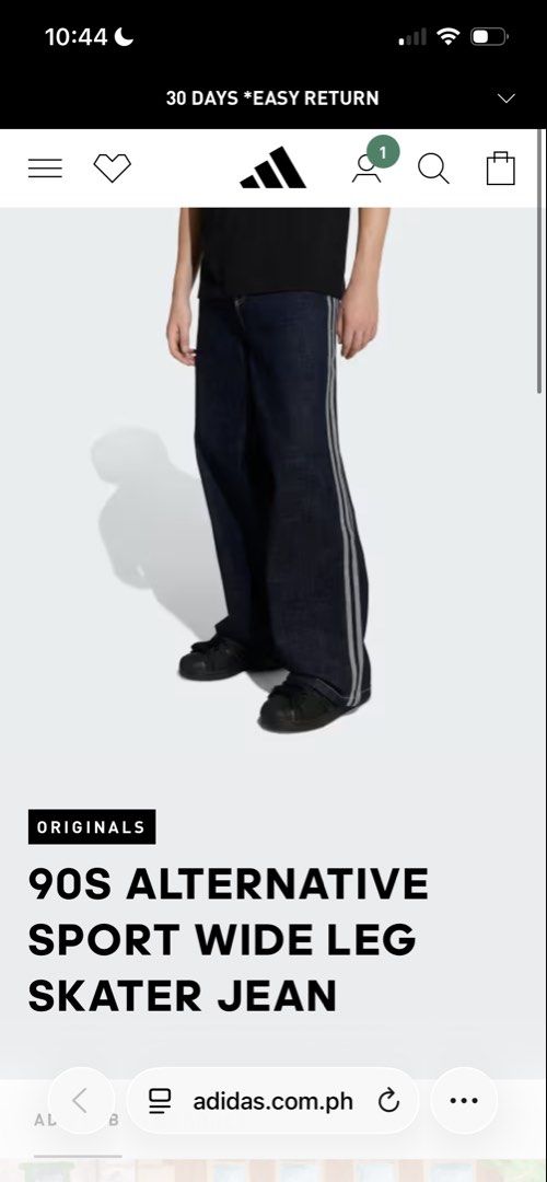 Adidas baggy pants (Category: Jeans) located in San Simon. Submitted by wegintal (Listing ID 1470370356, Image 1). Description: Brandnew adidas raw denim baggy pants Not thrifted Waist: 34 Length: 42 hem:11.5 ₱4500+sf.