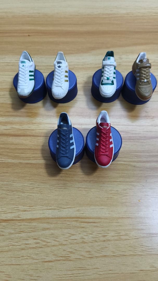 Adidas miniature sneaker Pepsi collection figures (Category: Figurines & Statues) located in Santa Rosa. Submitted by tinytoycrate (Listing ID 1470458544, Image 2). Description: ⭐ 100 Each ⭐ 1300 Take all ⭐ Good condition ⭐ What you see is what you get - Collection of tiny Adidas sneaker figurines resting on bottle caps - Includes iconic designs like Superstar and Stan Smith in multiple colorways - Highly detailed miniatures featuring visible lac