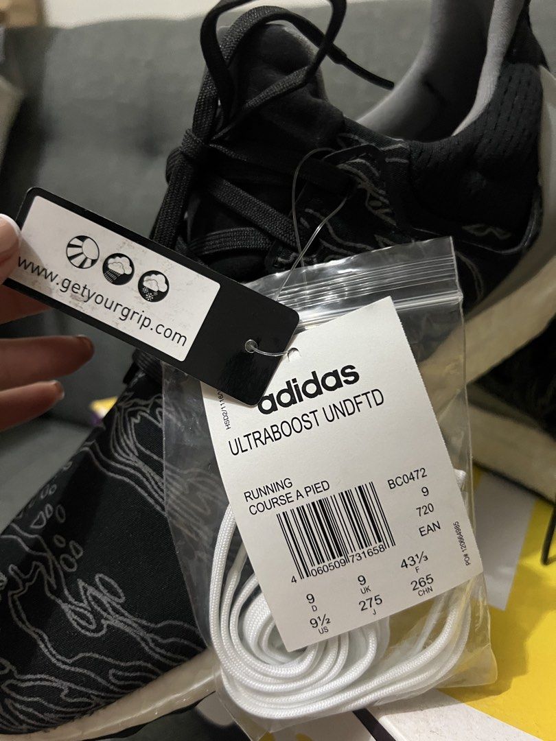 Adidas x Undefeated UltraBoost Utility Black (Category: Sneakers) located in Manila. Submitted by aj3luv (Listing ID 1470452069, Image 3). Description: adidas UltraBoost x Undefeated Style code BC0472 Size shown on the box US Men’s 9.5 · UK 9 · EU 43⅓ · 275 mm comes with box and extra white shoe lace Continental™ Rubber Designed to provide reliable grip on wet and dry surfaces..