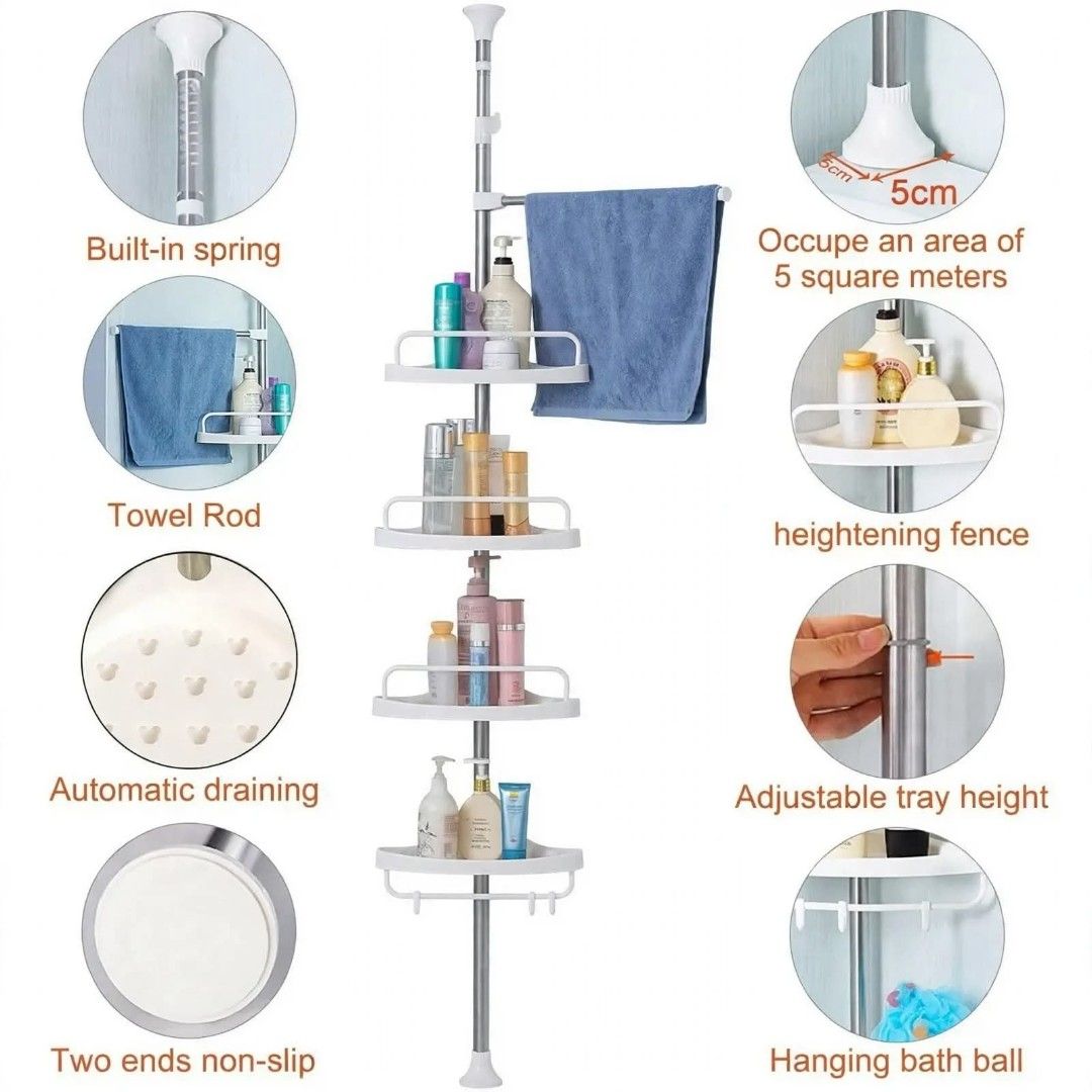 Adjustable Bathroom Corner Pole Caddy Shower Organizer (Category: Bathroom & Kitchen Fixtures) located in Manila. Submitted by yzlshop (Listing ID 1470371550, Image 2). Description: .