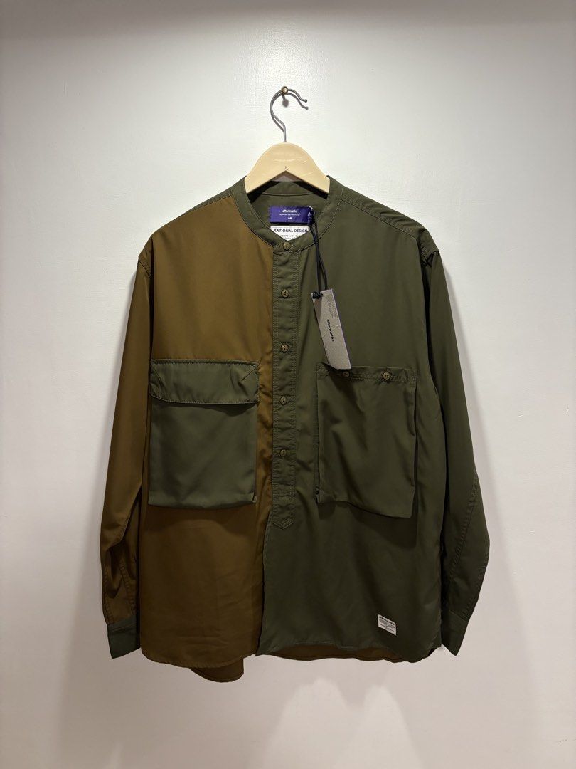 Aftermath Collarless Color-Block Button-Down Utility Shirt (Category: Formal Shirts) located in Bacolod City. Submitted by moboandmoga (Listing ID 1470407936, Image 1). Description: Aftermath collarless color-block button-down utility shirt from the Japanese brand Aftermaths (featuring “Rational Design” branding on the interior tag and hangtag) Size: Large frame Brand new w/hangtag (Sizing info) Width: 22 inches Length: 29Front - 31back.