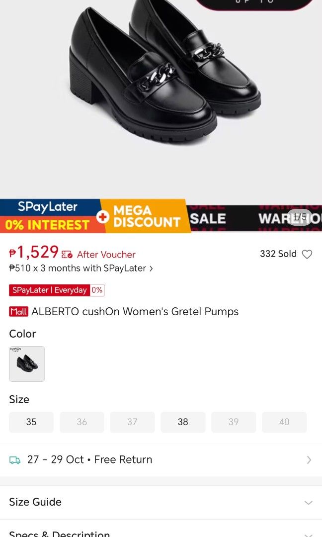 Alberto Gretel Pumps size 36 (Category: Loafers) located in San Antonio. Submitted by eriiezip (Listing ID 1470391390, Image 2). Description: Alberto Gretel Pumps Black size 36 -- this is brand new once lang po naisuot rfs: mas gusto ng flats pang pasok sa school price: 700 free shipping if Luzon lang papadala Inclusions: shoes, box, pouch.