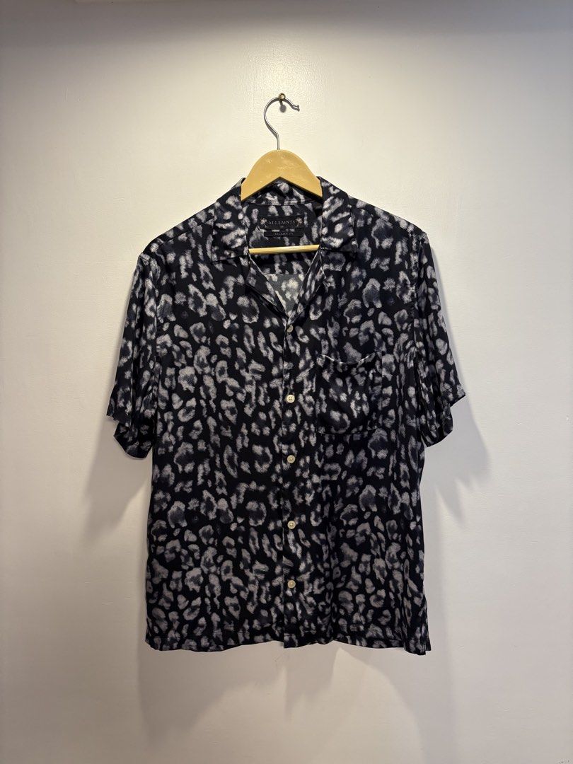 All Saints Leopard print Open Collar Shirt (Category: Tshirts & Polo Shirts ) located in Bacolod City. Submitted by moboandmoga (Listing ID 1470391855, Image 1). Description: All Saints Leopard print Open Collar Shirt (100% rayon) Size: Small to Medium frame Excellent Condition! (Sizing info) Width: 22 inches Length: 29”.