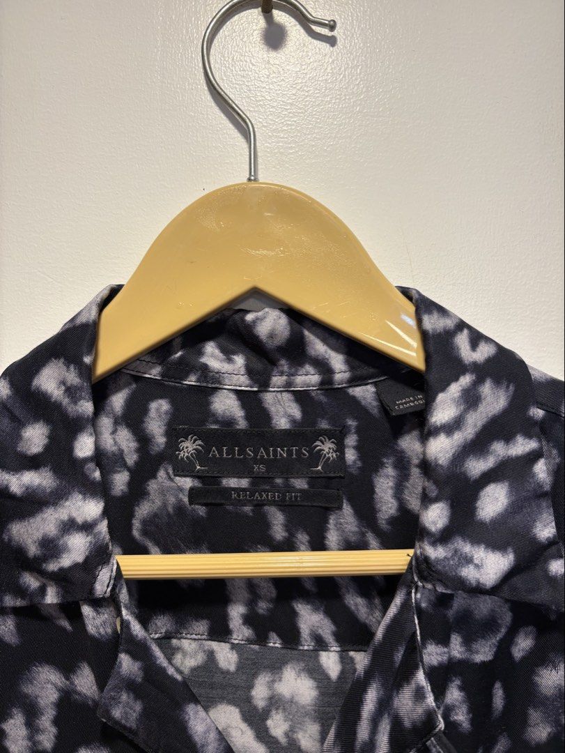 All Saints Leopard print Open Collar Shirt (Category: Tshirts & Polo Shirts ) located in Bacolod City. Submitted by moboandmoga (Listing ID 1470391855, Image 3). Description: All Saints Leopard print Open Collar Shirt (100% rayon) Size: Small to Medium frame Excellent Condition! (Sizing info) Width: 22 inches Length: 29”.
