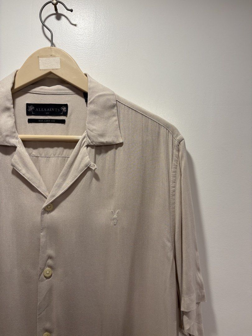 All Saints Logo Open Collar Shirt (100% Rayon) (Category: Tshirts & Polo Shirts ) located in Bacolod City. Submitted by moboandmoga (Listing ID 1470414301, Image 3). Description: All Saints Logo Open Collar Shirt (100% Rayon) Size: Small to Medium frame Excellent Condition (Sizing info) Width: 22 inches Length: 28”.