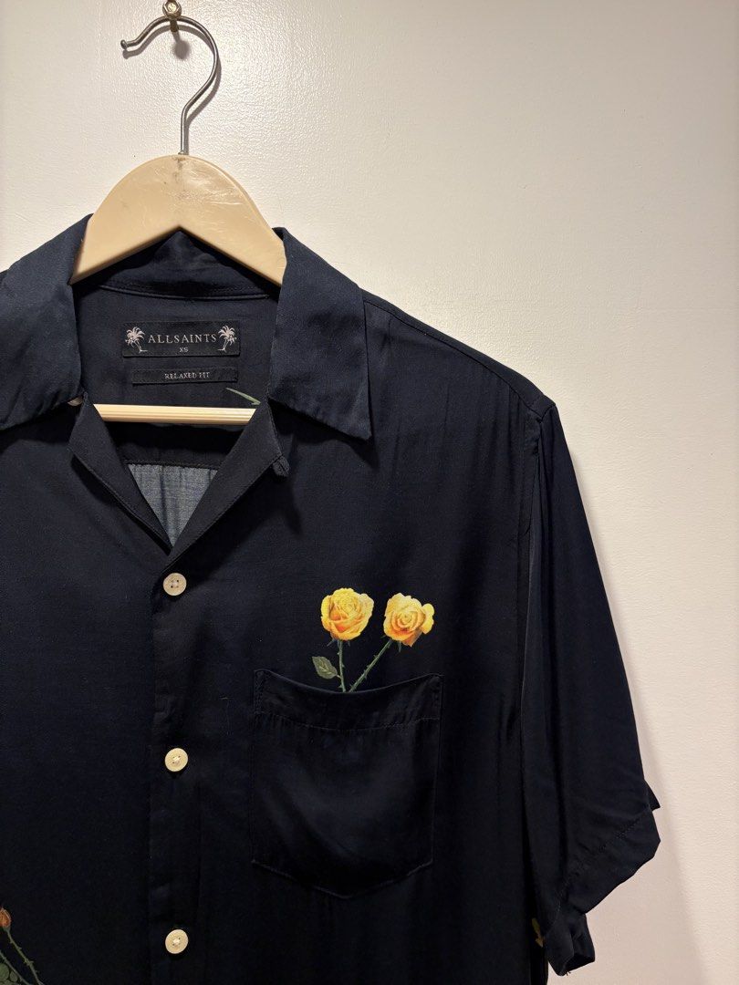All Saints “Rose Design” Open Collar Shirt (100% Rayon) (Category: Tshirts & Polo Shirts ) located in Bacolod City. Submitted by moboandmoga (Listing ID 1470396272, Image 3). Description: All Saints “Rose Design” Open Collar Shirt (100% Rayon) Size: Small to Medium frame Excellent Condition (Sizing Info) Width: 22 inches Length: 28”.